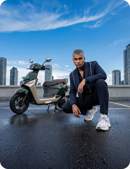 Rider beside the C12 MaxR