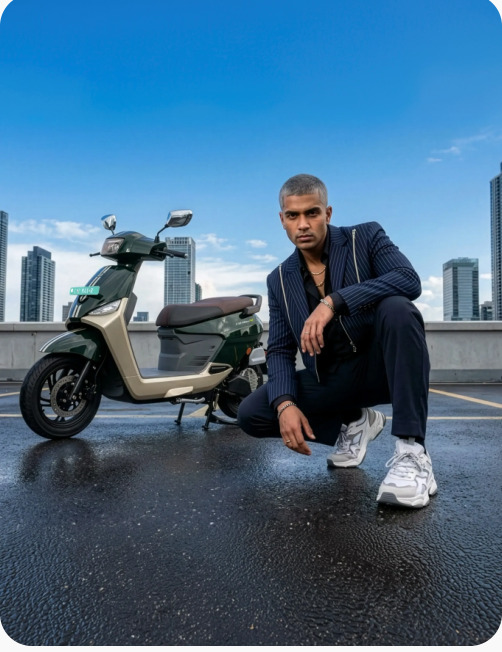 Rider beside the C12 MaxR